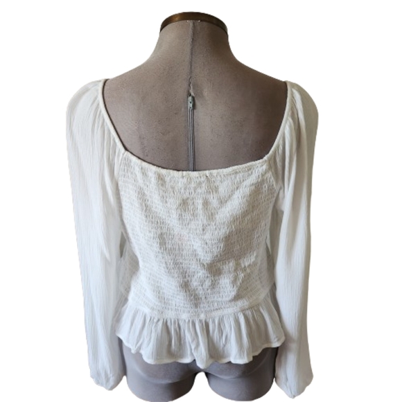 PRETTY ☆ OFF-WHITE GAUZE FABRIC ☆ PEASANT TOP ☆ 2x  ☆ NWT - Picture 6 of 6